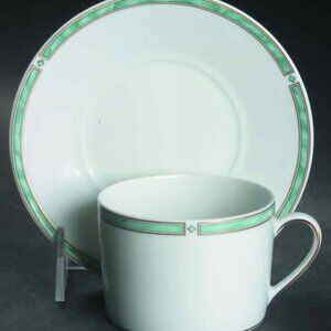 UNUSED Bernardaud Gemme Green Cup & Saucer LIMOGES